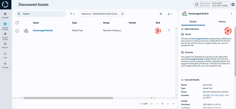 Sepio’s Unmanaged Switch Detection and Risk Indicator Alarm